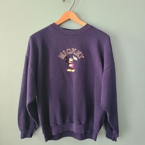 Mickey & Co Vintage Sweatshirt Navy Blue Embroidered Size XL